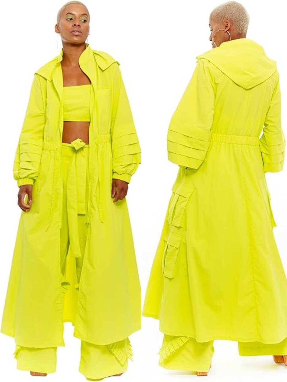 NWT New CHAOUICHE Neon Green Raincoat Size M